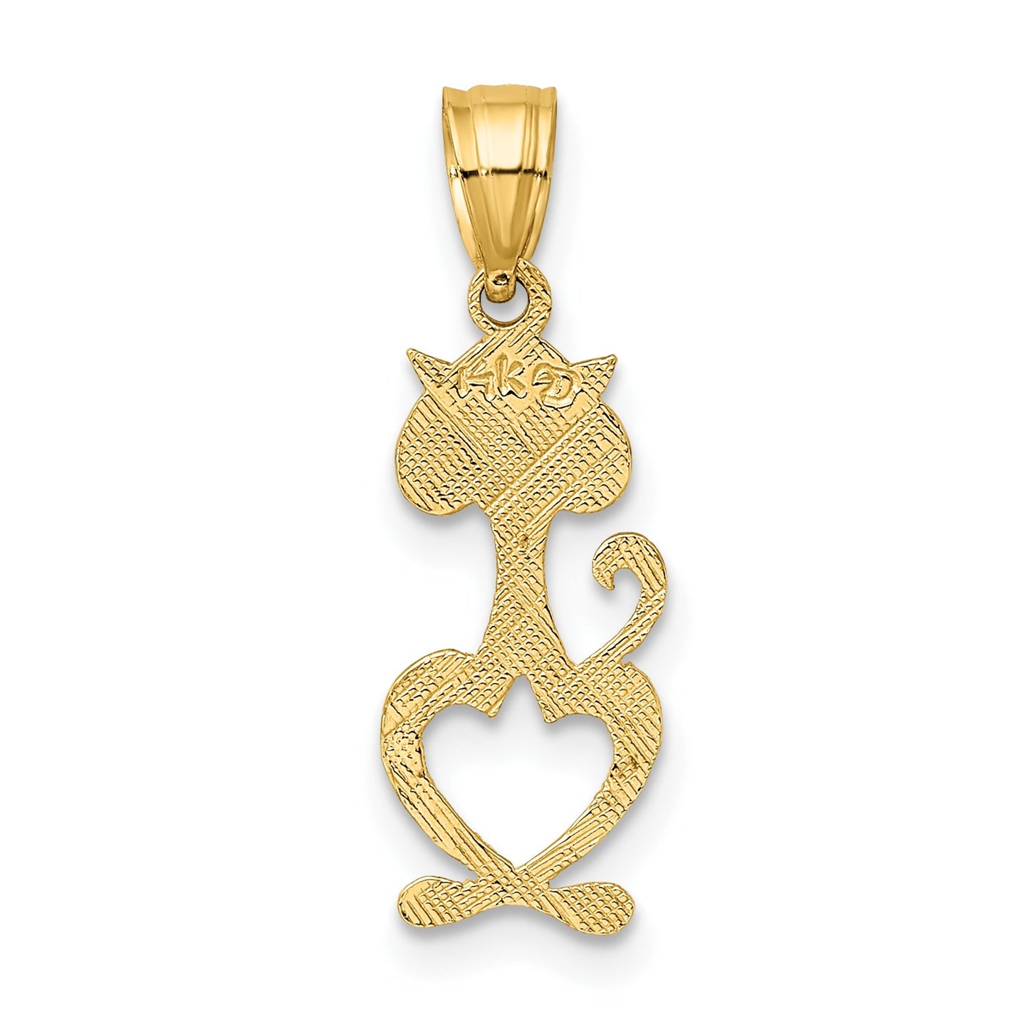 14K Cut-Out Textured Cat Charm