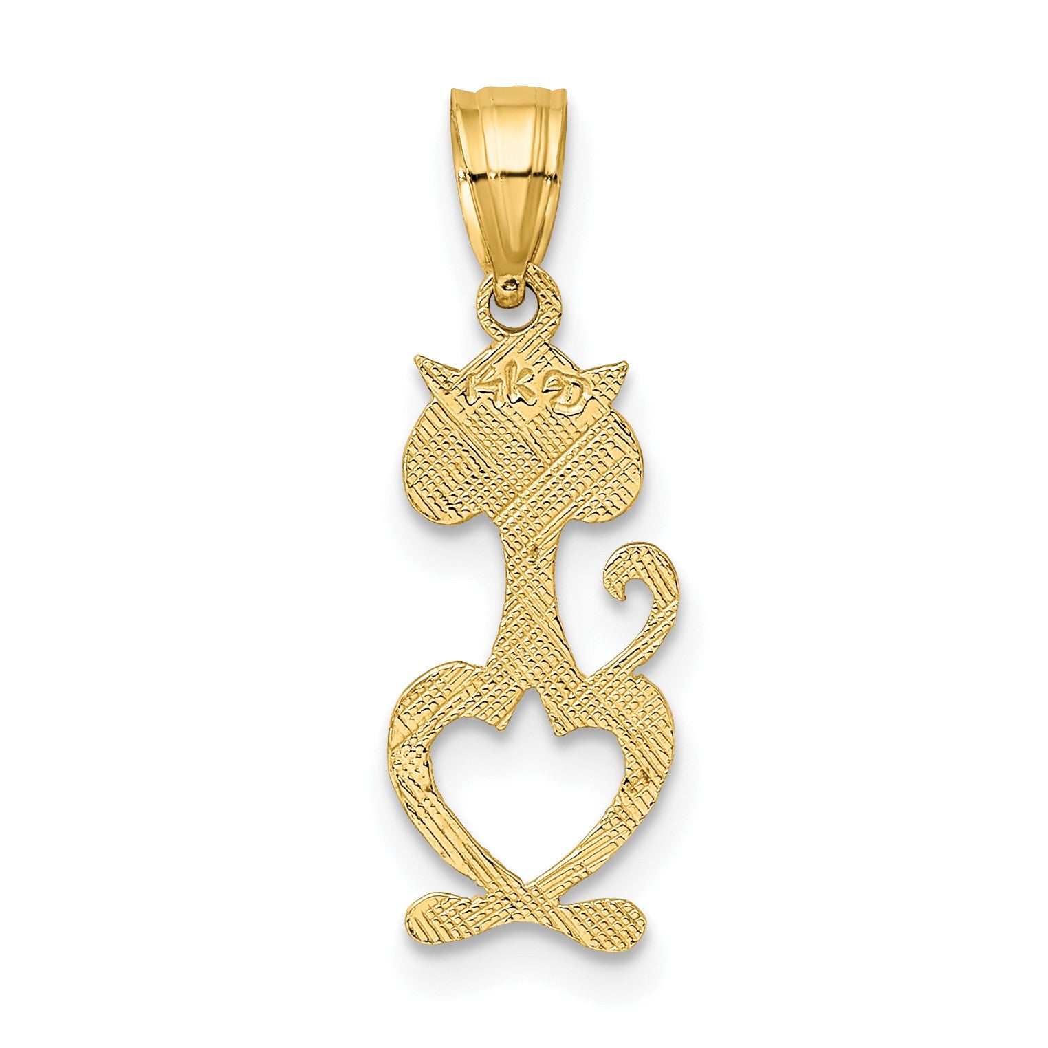 14K Cut-Out Textured Cat Charm