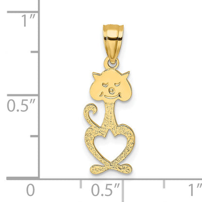 14K Cut-Out Textured Cat Charm