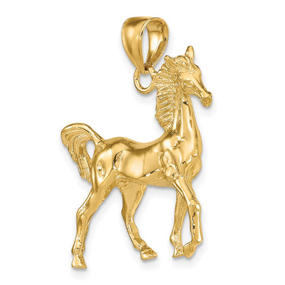 14K 3-D Polished Horse Charm