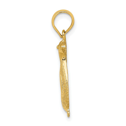 14K 2-D Polished and Textured Penguin Charm