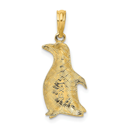 14K 2-D Polished and Textured Penguin Charm