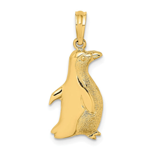 14K 2-D Polished and Engraved Penguin Charm