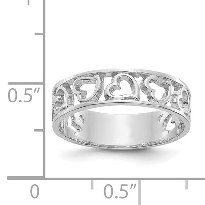 14k White Gold Hearts Ring