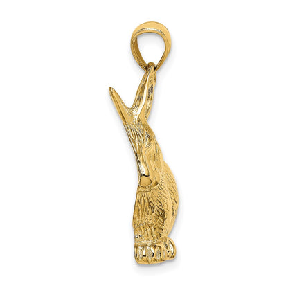 14K Textured Sitting Rabbit Charm