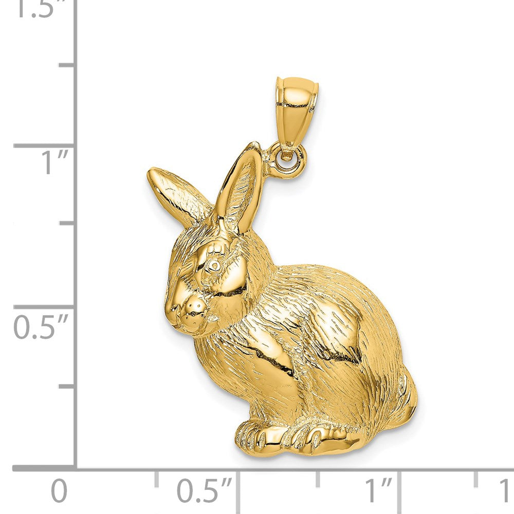 14K Textured Sitting Rabbit Charm