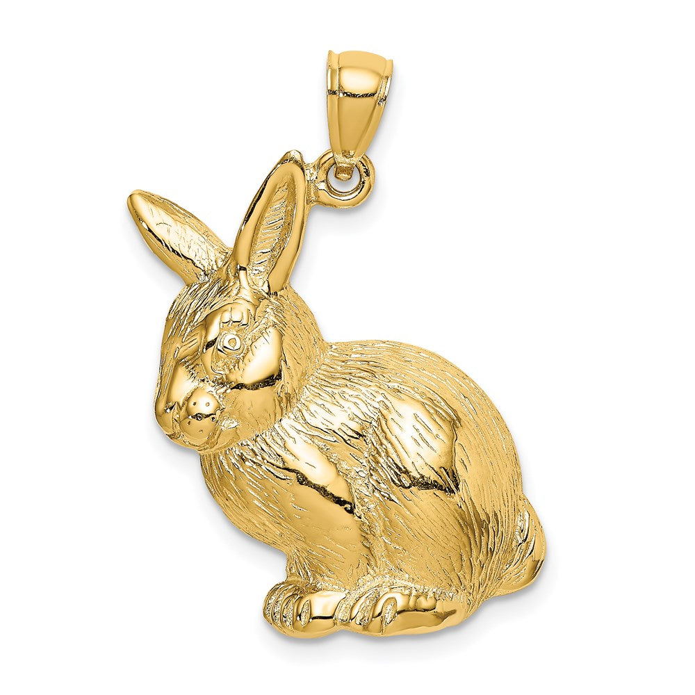 14K Textured Sitting Rabbit Charm