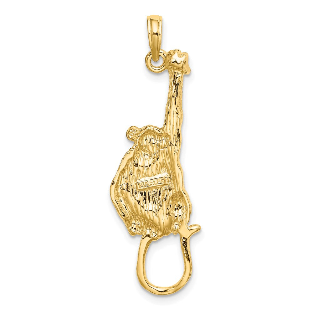 14K 2-D Textured Hanging Monkey Charm