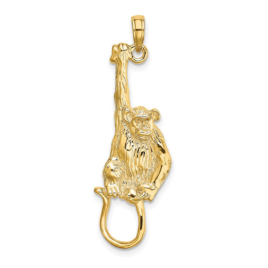 14K 2-D Textured Hanging Monkey Charm