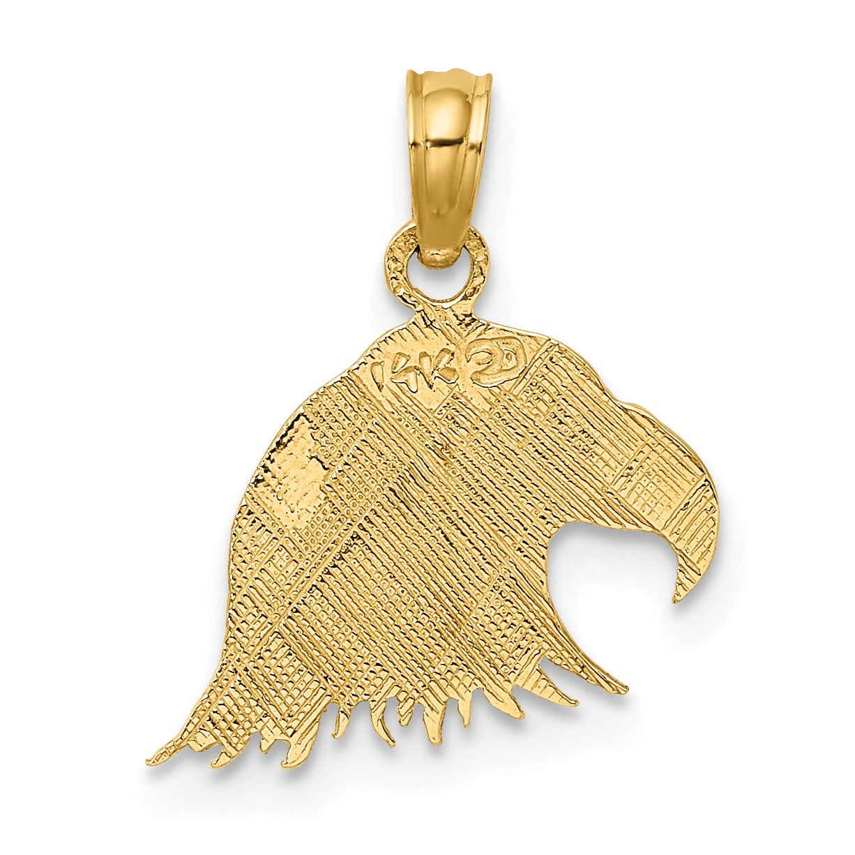 14K Textured Flat Eagle Head Charm