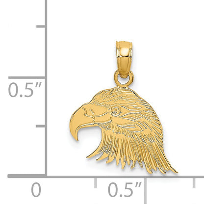 14K Textured Flat Eagle Head Charm