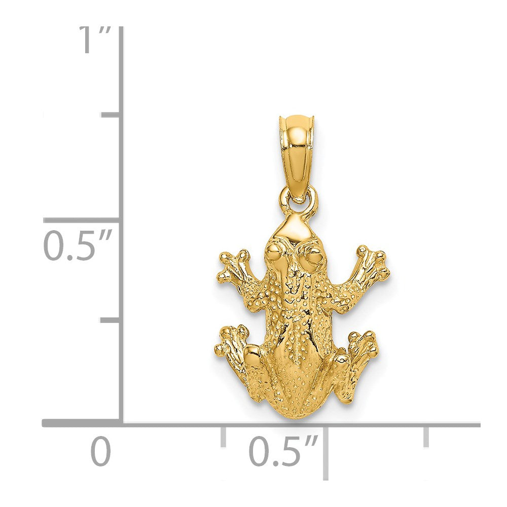 14K 2-D Textured Top View Frog Charm