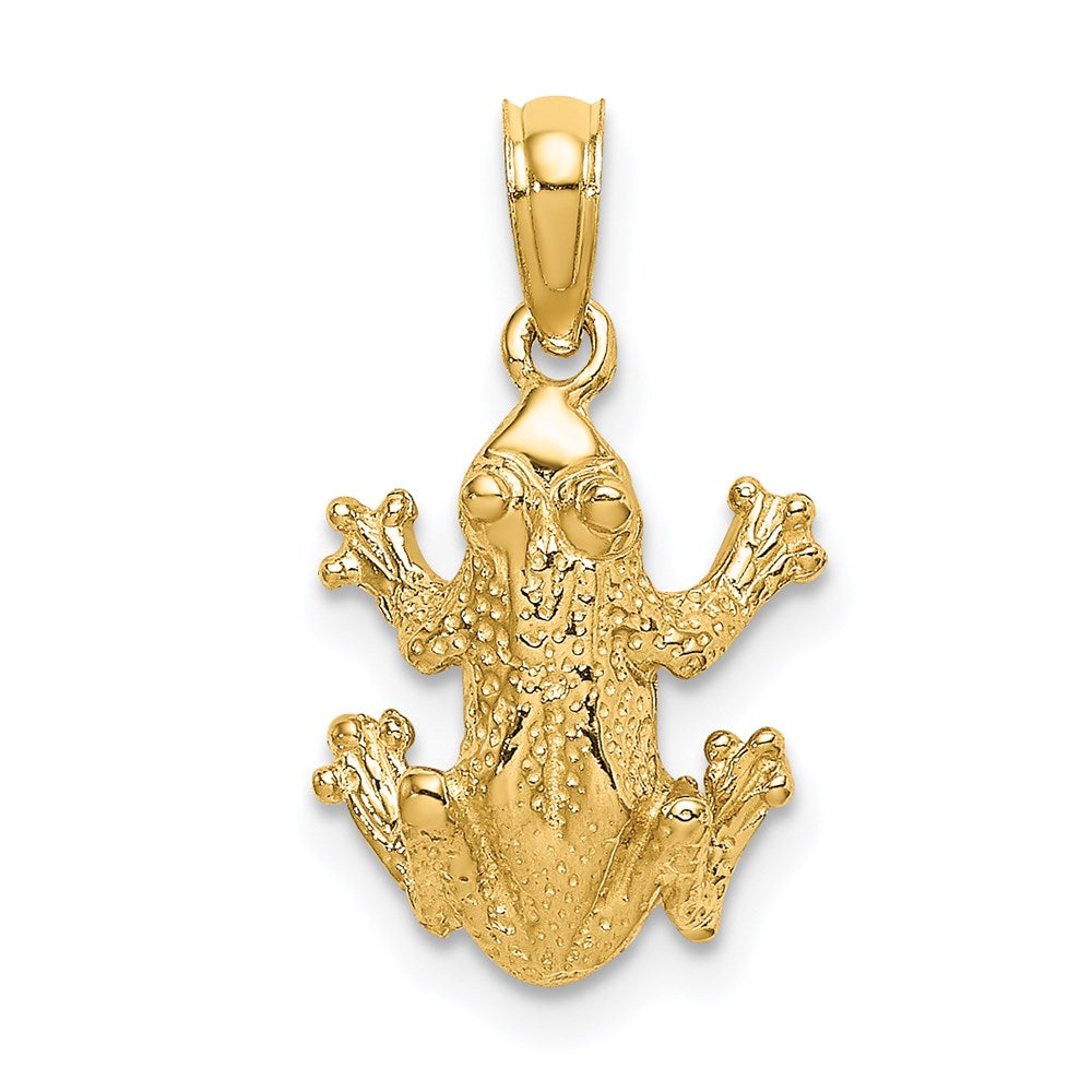 14K 2-D Textured Top View Frog Charm