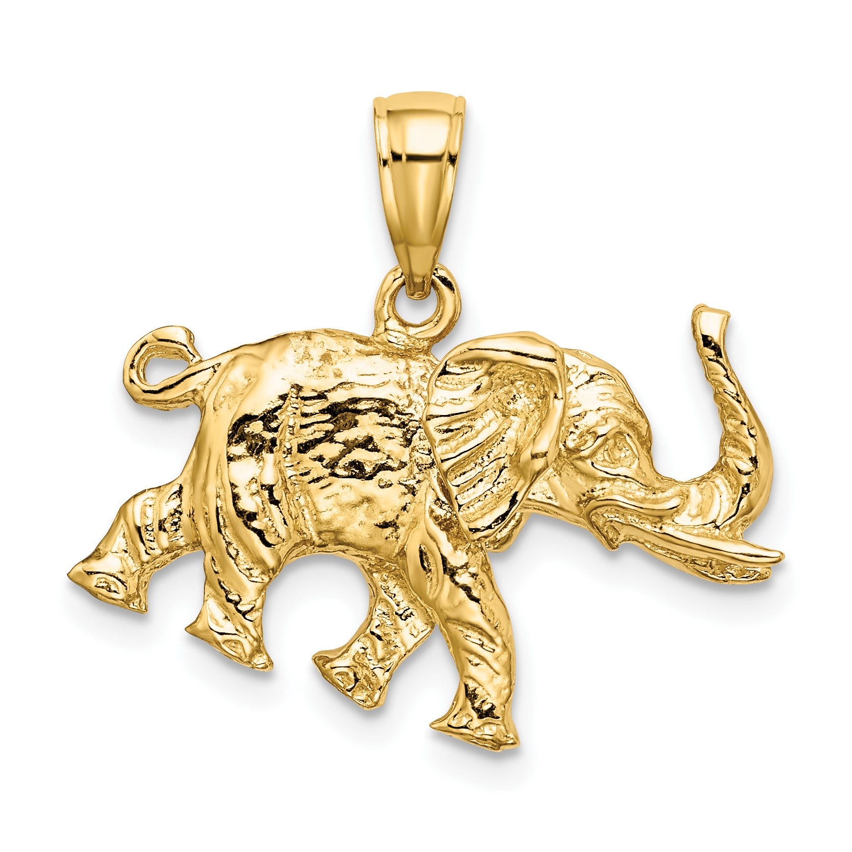 14K 3-D Elephant Profile with Tusk Charm