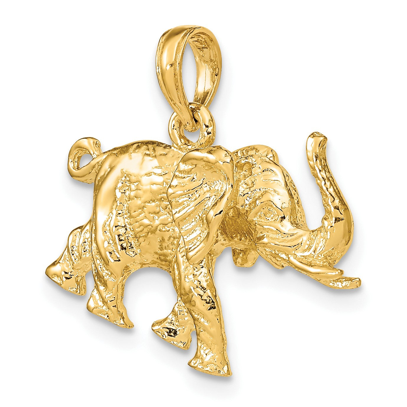 14K 3-D Elephant Profile with Tusk Charm