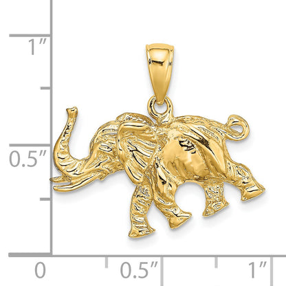 14K 3-D Elephant Profile with Tusk Charm