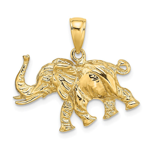 14K 3-D Elephant Profile w/ Tusk Charm