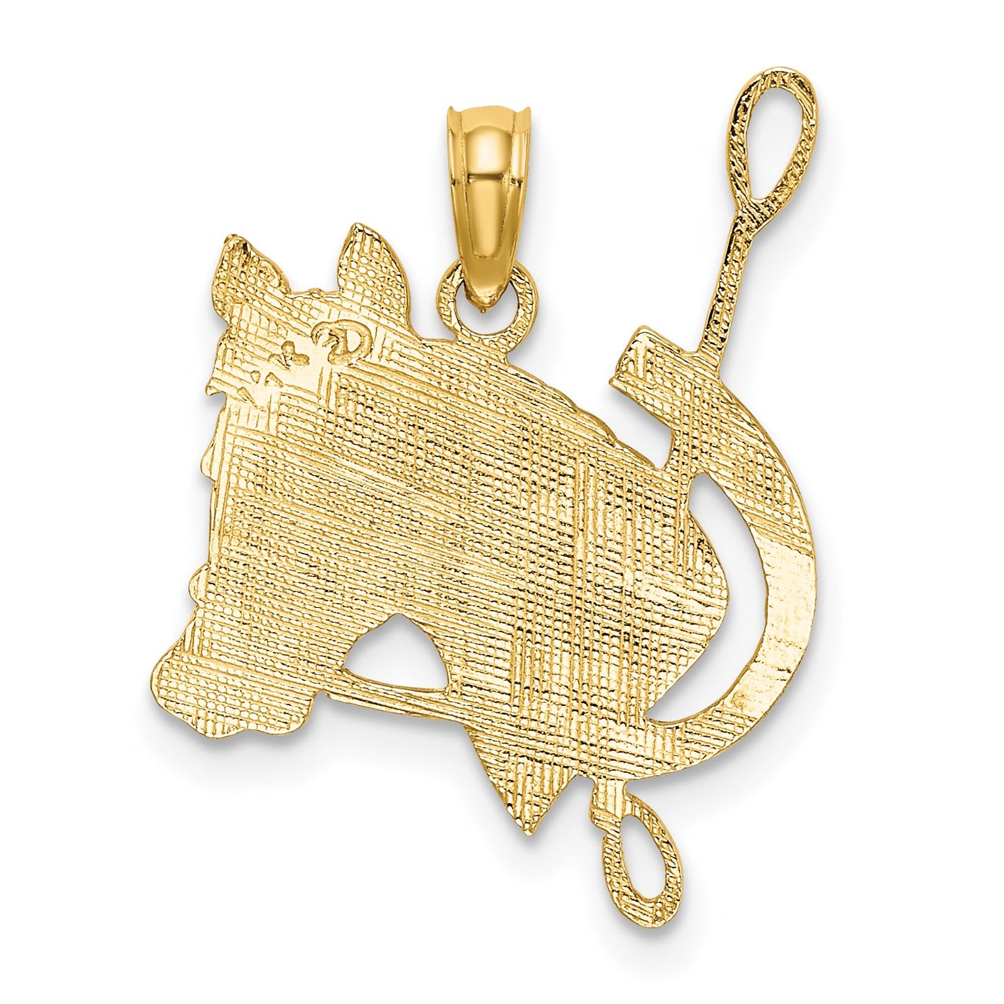 14K Textured Horse Head with Crop and Shoe Charm