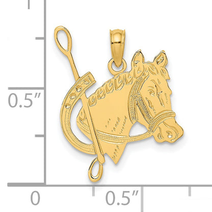 14K Textured Horse Head with Crop and Shoe Charm
