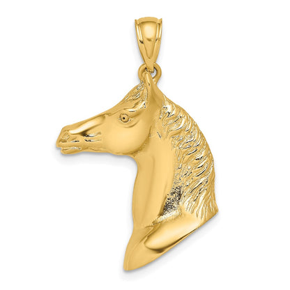 14K 3-D Polished Horse Head Charm