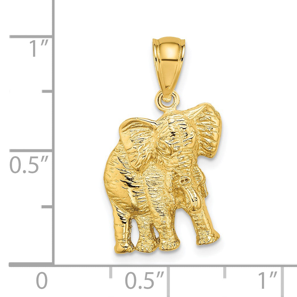 14K 2-D Elephant with Raised Trunk Charm
