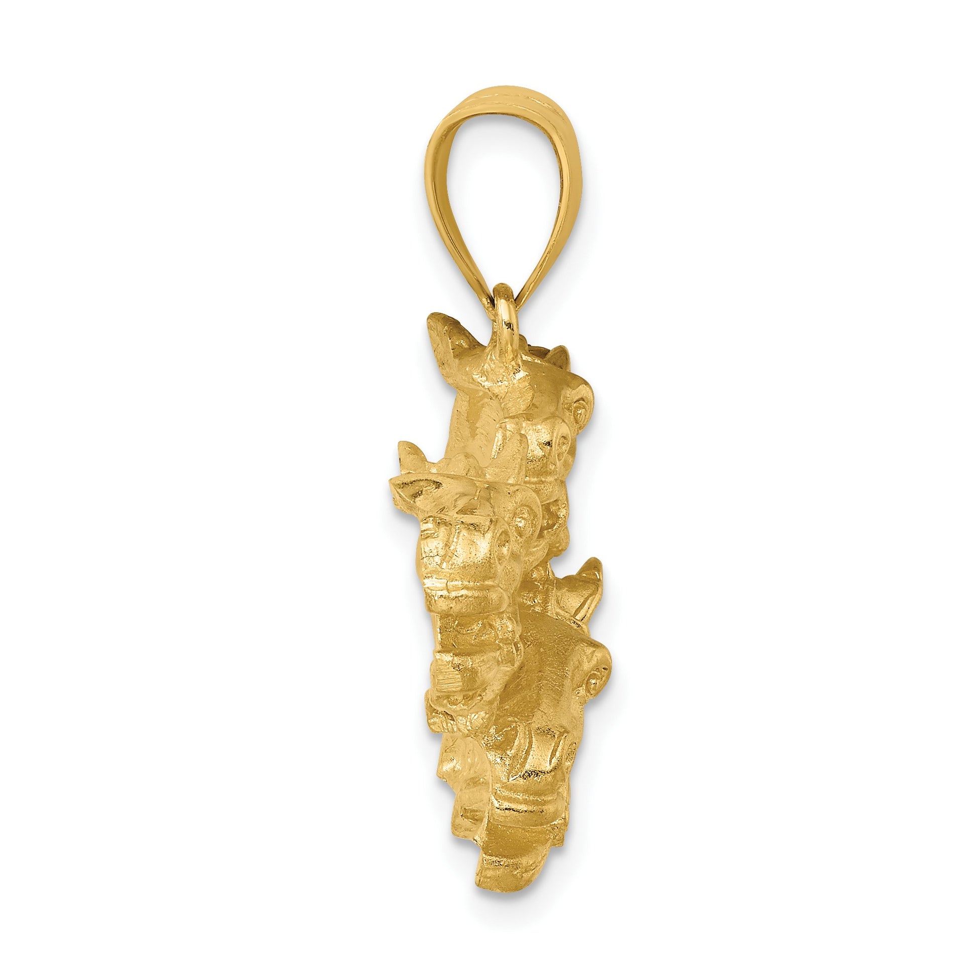 14K Triple Horse Head Racing Charm