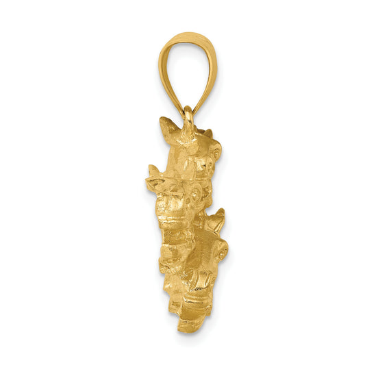 14K Triple Horse Head Racing Charm