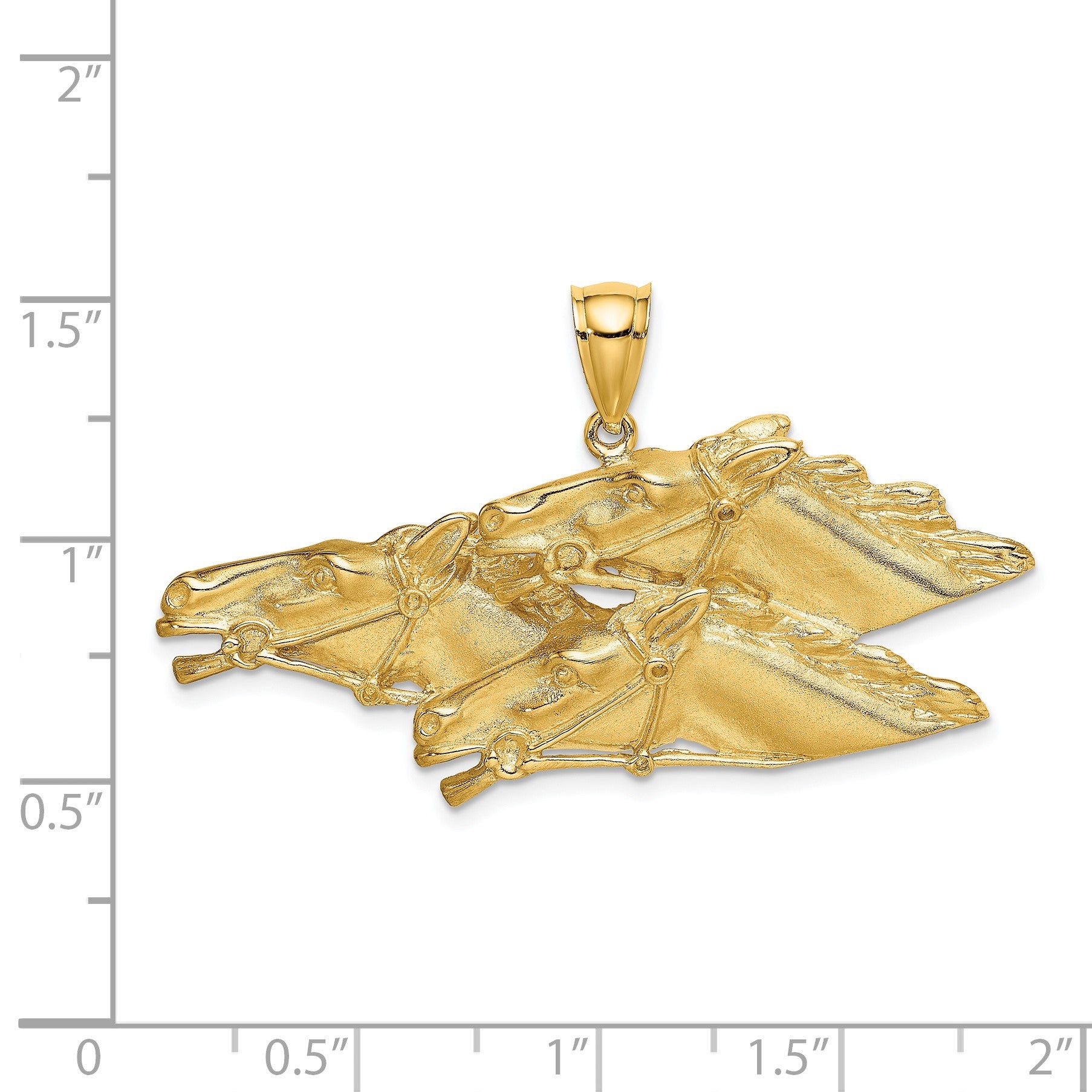 14K Triple Horse Head Racing Charm
