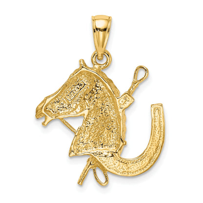 14K Horse Head with Shoe and Crop Charm