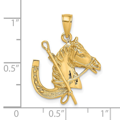 14K Horse Head with Shoe and Crop Charm