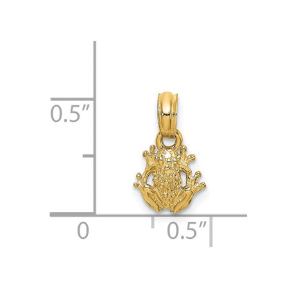 14K 2-D Textured Miniature Frog Charm