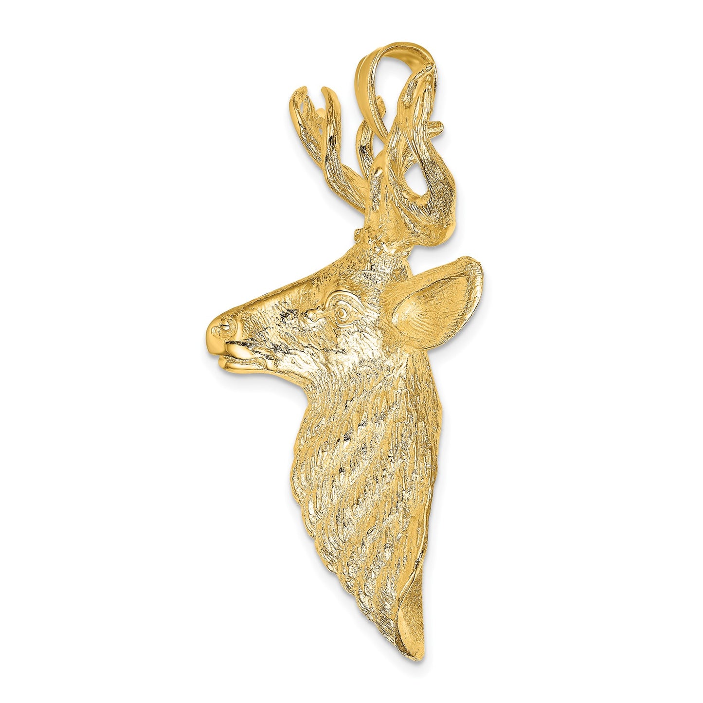14K 3-D Textured Deer Head 12-Point Buck Charm