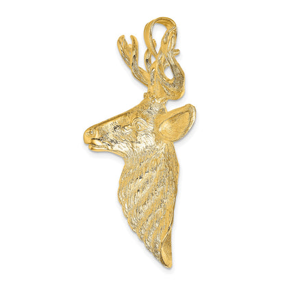 14K 3-D Textured Deer Head 12-Point Buck Charm