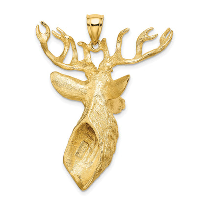 14K 3-D Textured Deer Head 12-Point Buck Charm