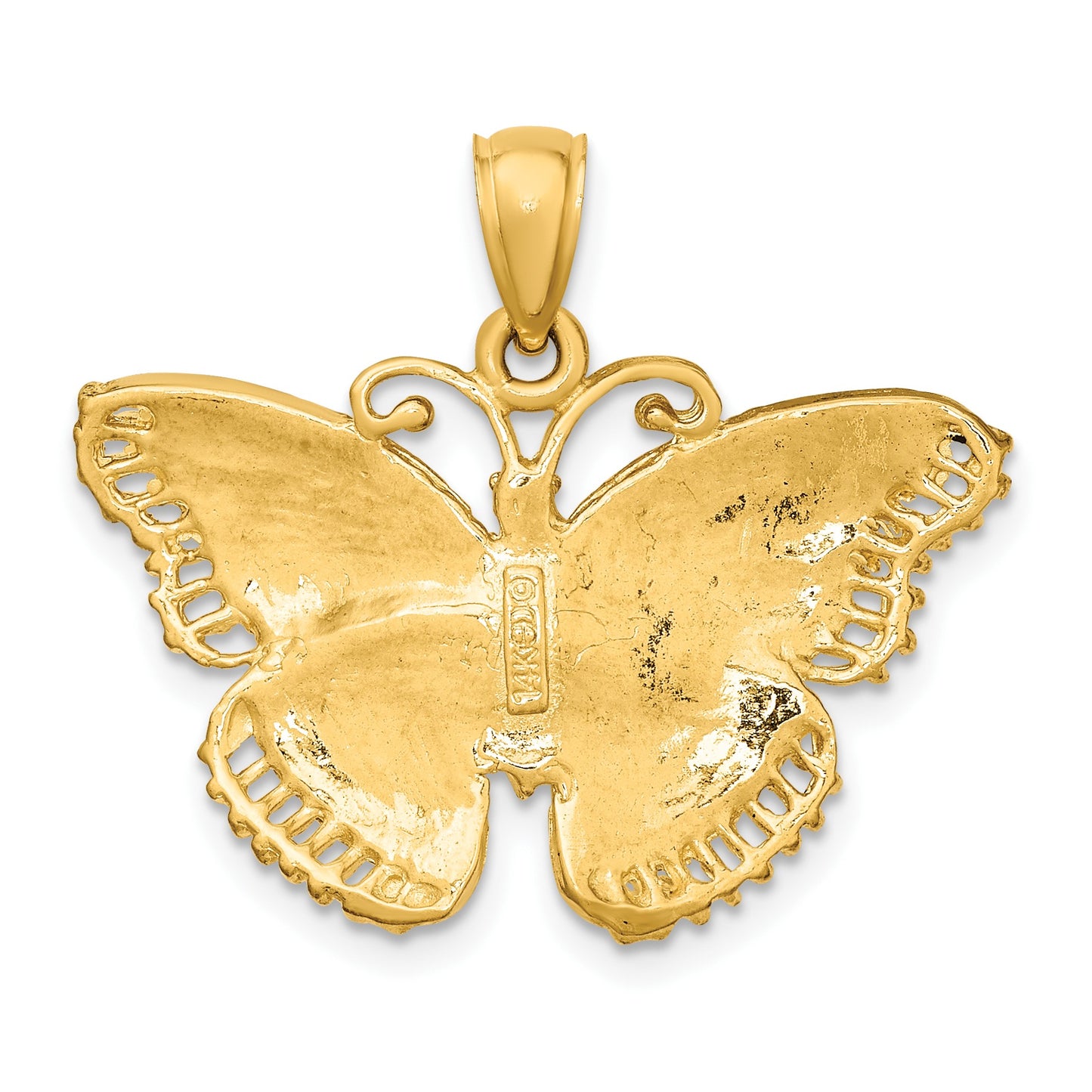 14K Textured Butterfly Pendant