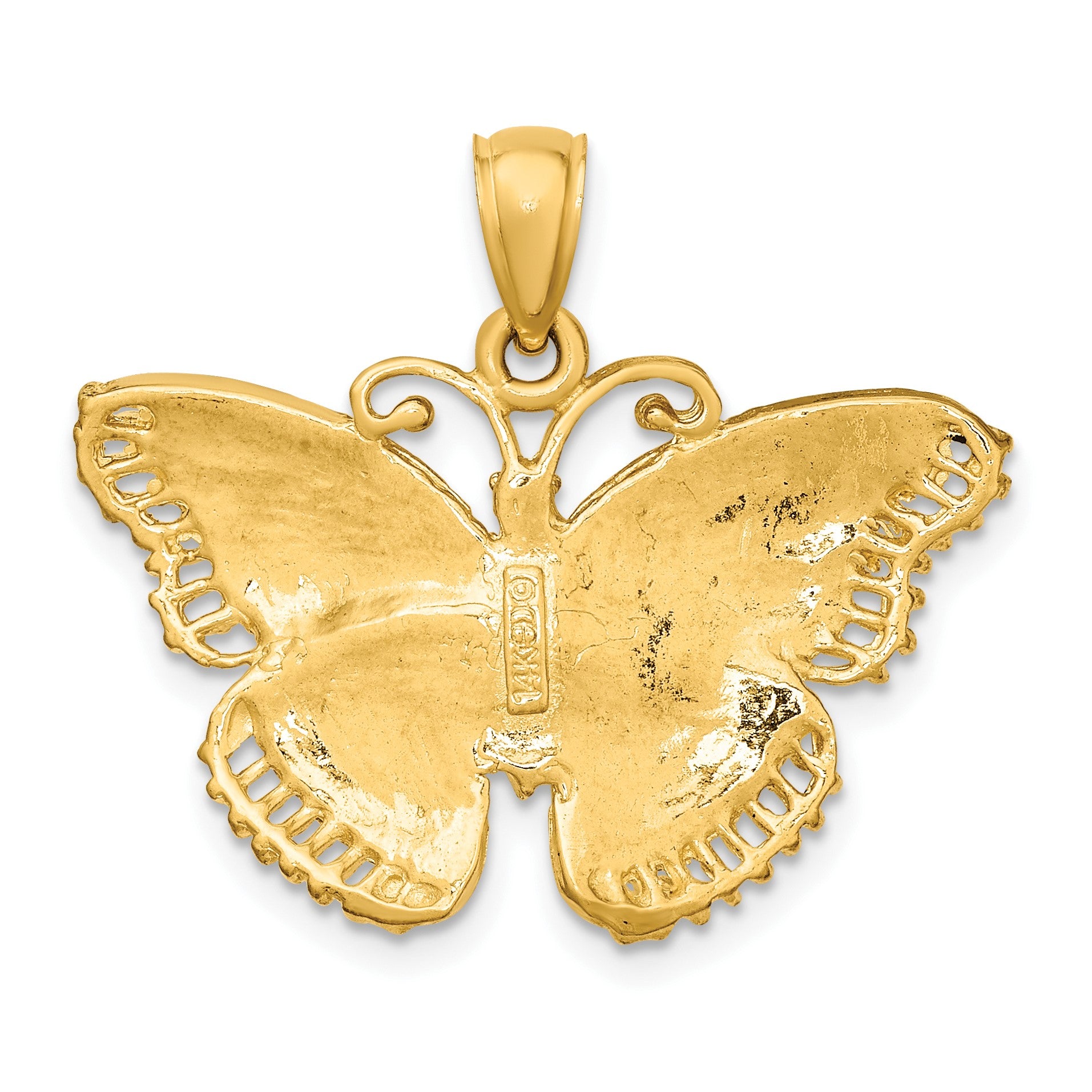 14K Textured Butterfly Pendant