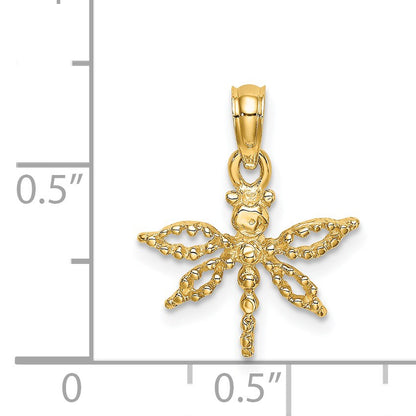 14K 2-D Mini Dragonfly with Cut-out Wings Charm