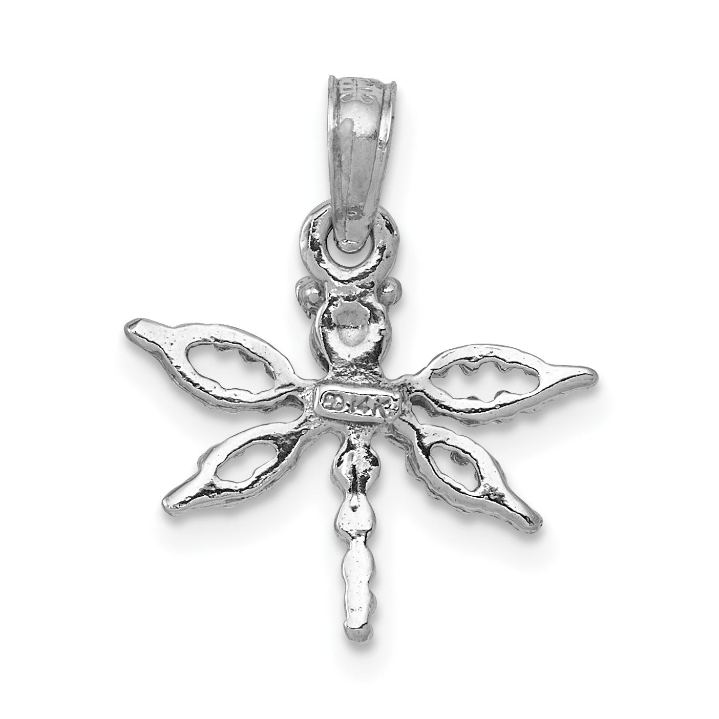 14K White Gold 2-D Mini Dragonfly with Cut-out Wings Charm