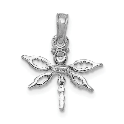 14K White Gold 2-D Mini Dragonfly with Cut-out Wings Charm