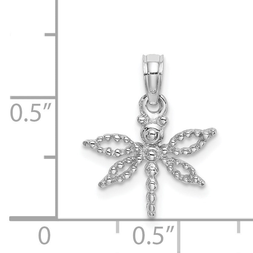14K White Gold 2-D Mini Dragonfly with Cut-out Wings Charm