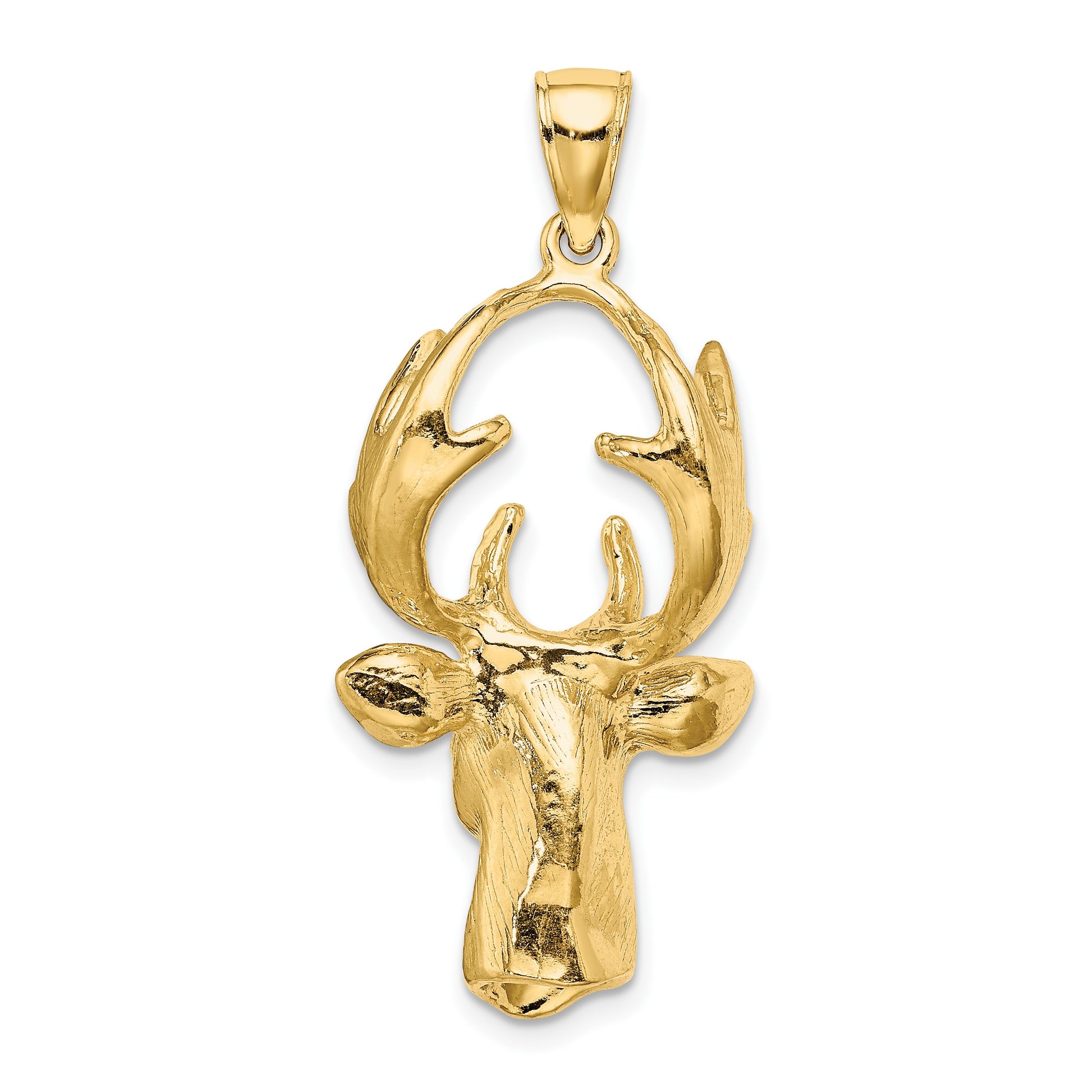 14K 3-D Deer Head 8-Point Buck Charm