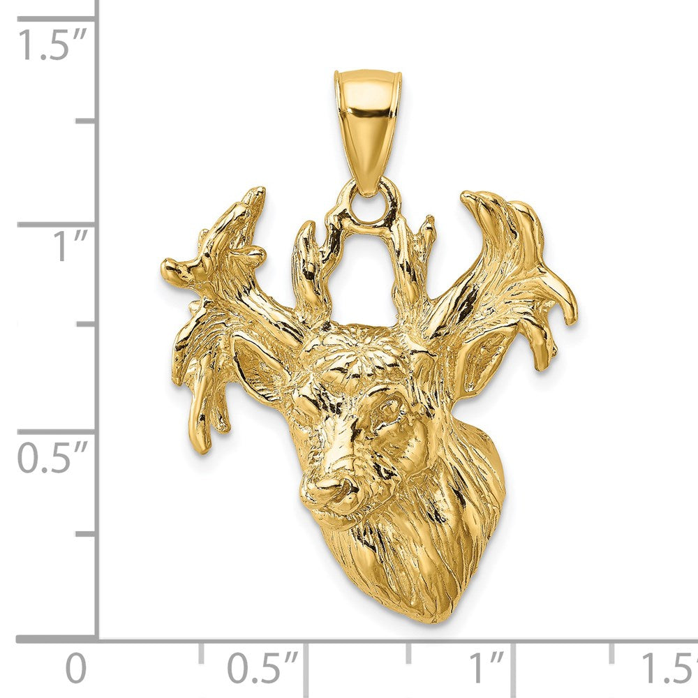 14K 2-D Textured Deer Head Charm