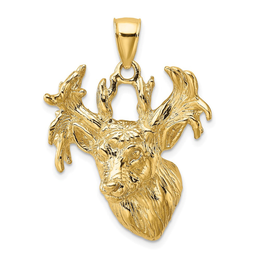 14K 2-D Textured Deer Head Charm