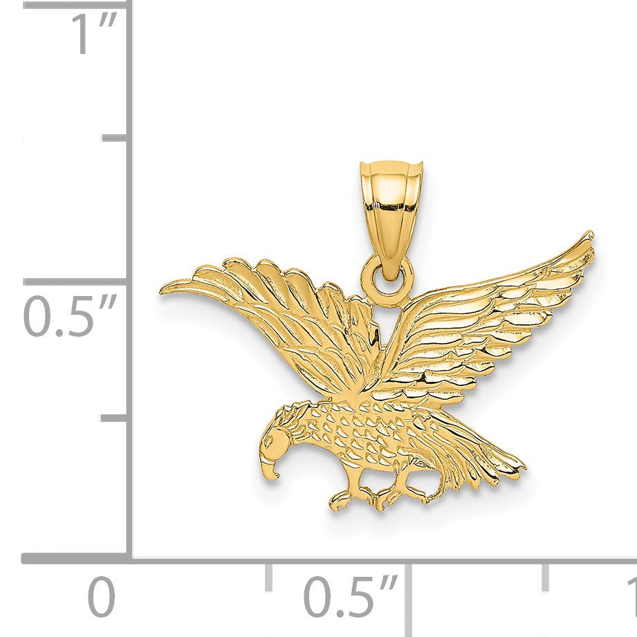 14K Flat Textured Eagle Charm