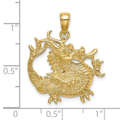 14K 2-D Textured Dragon Charm