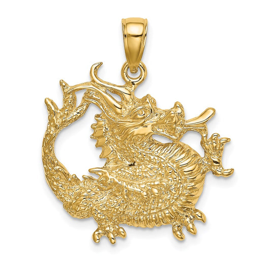 14K 2-D Textured Dragon Charm