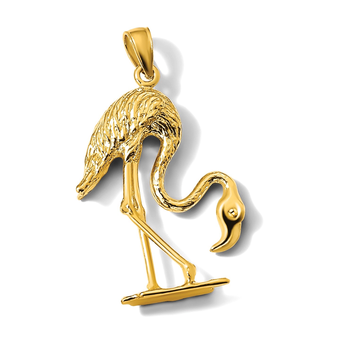 14K 3-D Textured Flamingo Charm