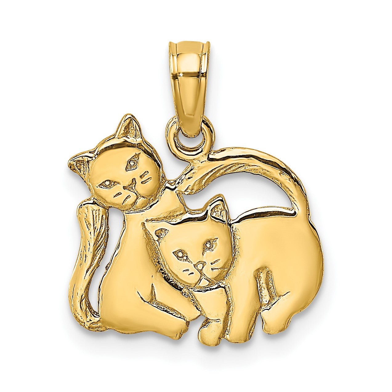 14K 3-D Polished Two Kittens Charm