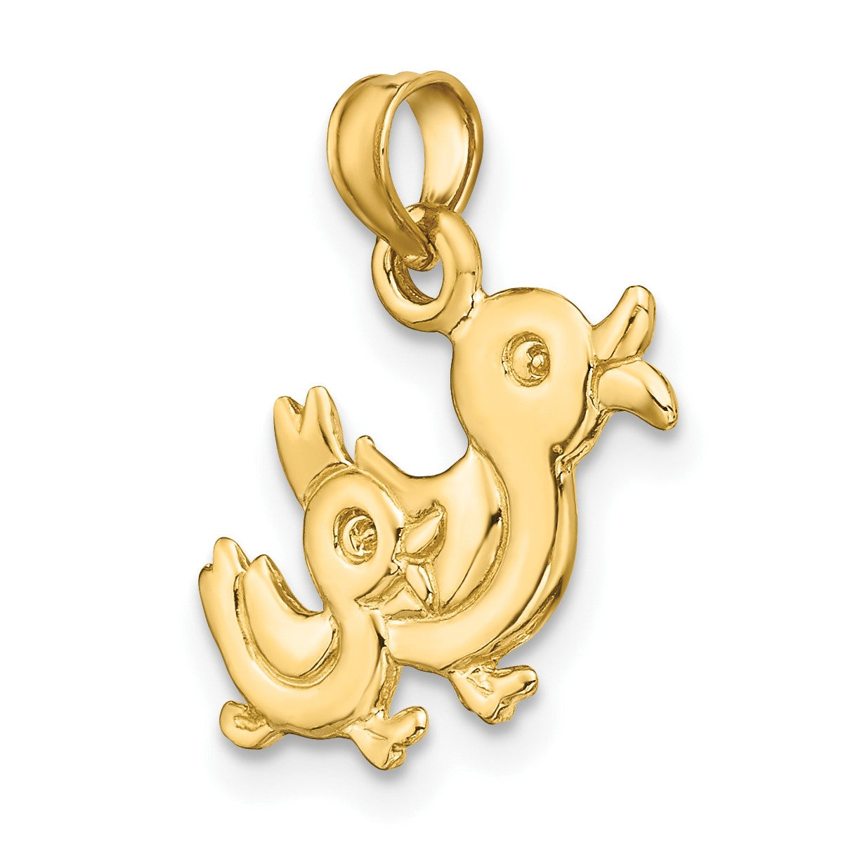 14K 3-D Two Ducks Charm
