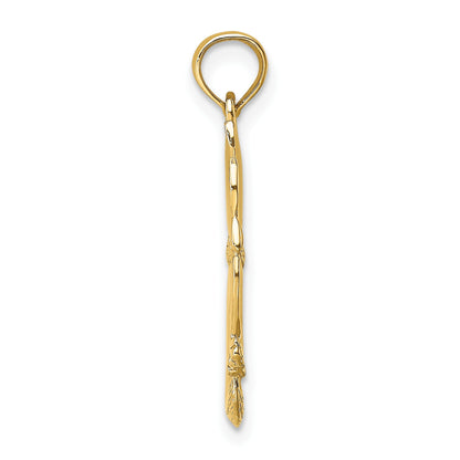 14K 3-D Polished Sitting Cat with Bow Charm